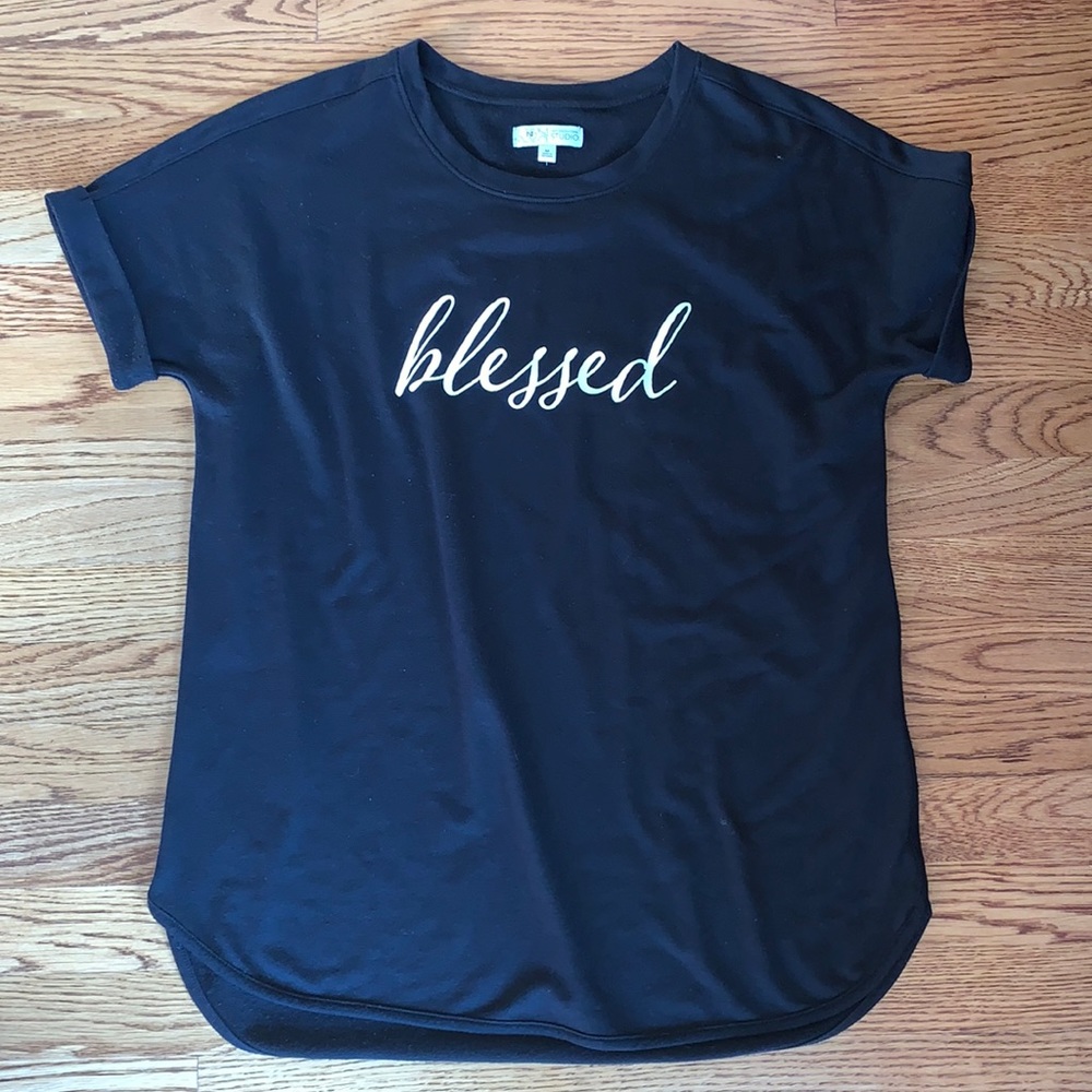 New Directions Black long length shirt Blessed Med
